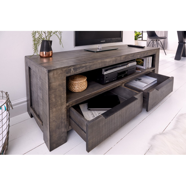 TV-skrinka 39281 130cm Masív drevo Mango Industrial look - PRODUKT JE SKLADOM - 1Ks